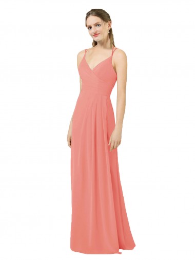 Sleeveless Desert Rose Keyhole Back Sheath V-Neck Bridesmaid Dress Lincoln