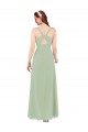 Sleeveless Smoke Green Keyhole Back Sheath V-Neck Bridesmaid Dress Lincoln