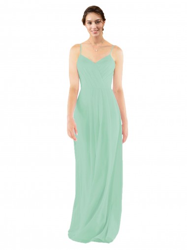 Sleeveless Mint Green Keyhole Back Sheath V-Neck Bridesmaid Dress Lincoln