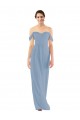 Sleeveless Dusty Blue Sheath Off the Shoulder Bridesmaid Dress Lincoln