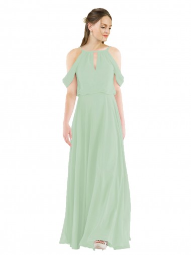 Sleeveless Sage Sheath Off the Shoulder Bridesmaid Dress Lincoln