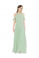 Sleeveless Sage Sheath Off the Shoulder Bridesmaid Dress Lincoln