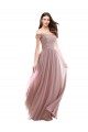 Cap Sleeves Pink A-Line Off the Shoulder Bridesmaid Dress Lincoln