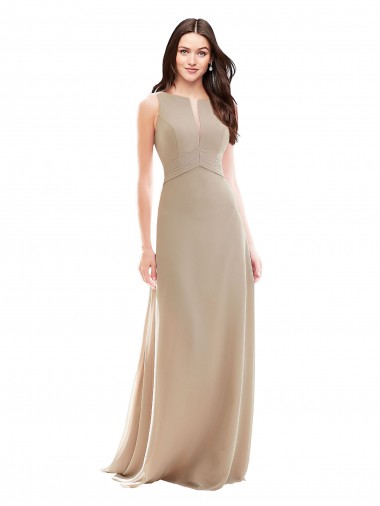 Sleeveless Champagne A-Line High Neck Bridesmaid Dress Lincoln
