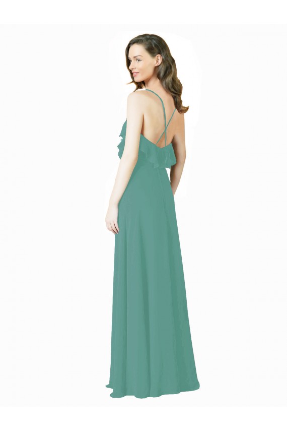 Sleeveless Icelandic Silver A-Line Spaghetti Straps Bridesmaid Gown Lincoln