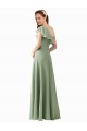 Flutter Sleeves Smoke Green A-Line One Shoulder Bridesmaid Dress Lincoln