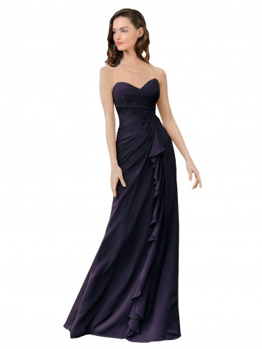 Sleeveless Dark Navy Sheath Sweetheart Bridesmaid Dress Lincoln