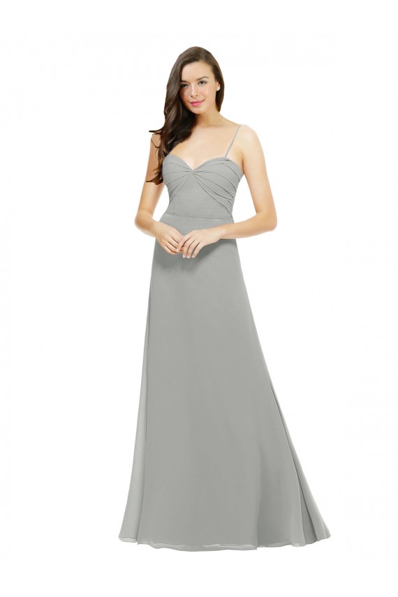 Sleeveless Silver A-Line Spaghetti Straps Bridesmaid Dress Lincoln
