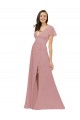 Flutter Sleeves Dusty Pink V-Back A-Line V-Neck Bridesmaid Dress / Evening Dress Lincoln