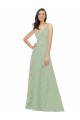 Sleeveless Smoke Green A-Line Spaghetti Straps Bridesmaid Dress Lincoln