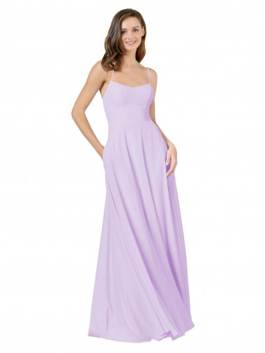 Sleeveless Lilac A-Line Spaghetti Straps Bridesmaid Gown Lincoln