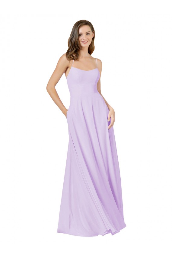 Sleeveless Lilac A-Line Spaghetti Straps Bridesmaid Gown Lincoln