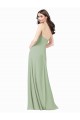 Sleeveless Smoke Green A-Line Soft Chiffon Spaghetti Straps Bridesmaid Dress Lincoln