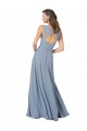 Sleeveless Dusty Blue Keyhole Back A-Line Spaghetti Straps Formal Dress / Bridesmaid Dress Lincoln