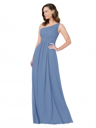 Sleeveless Windsor Blue Sheath One Shoulder Bridesmaid Dress Lincoln
