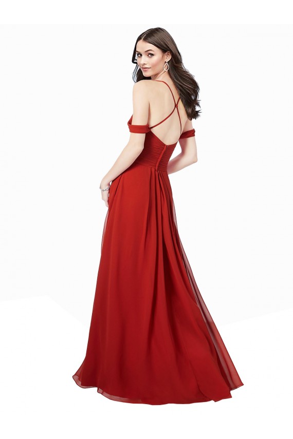 Sleeveless Dark Red Criss Cross Back A-Line V-Neck Bridesmaid Dress Lincoln