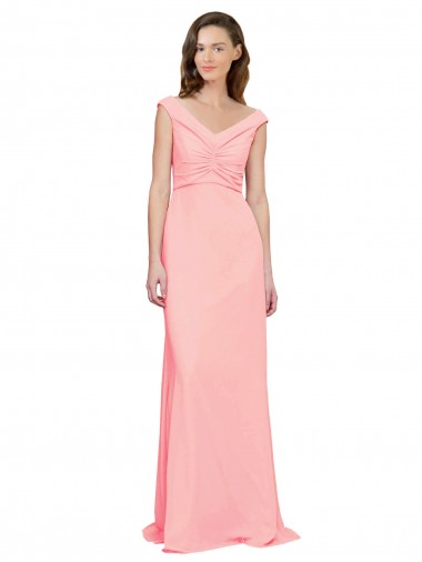 Sleeveless Salmon A-Line V-Neck Bridesmaid Dress Lincoln