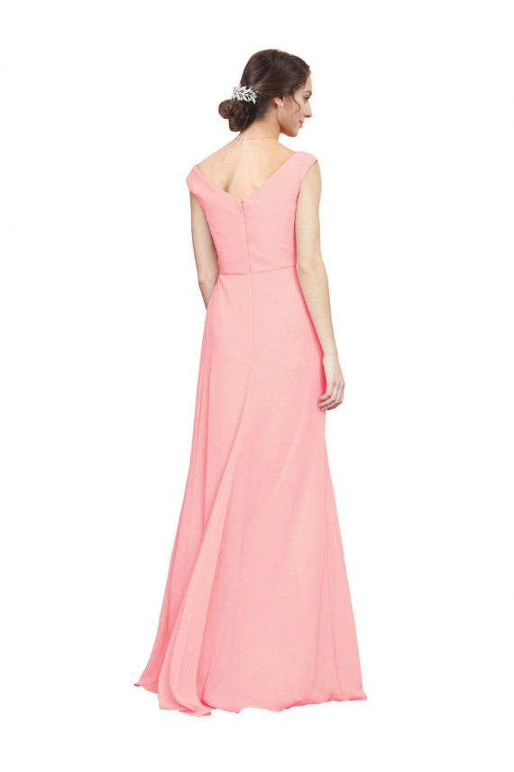 Sleeveless Salmon A-Line V-Neck Bridesmaid Dress Lincoln