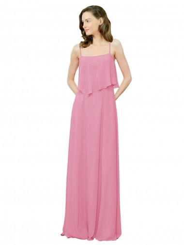 Sleeveless Skin Pink A-Line Spaghetti Straps Bridesmaid Dress Lincoln