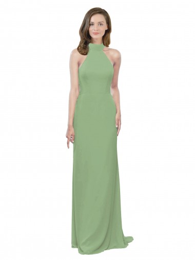 Sleeveless Seagrass A-Line Halter Neck Formal Dress / Bridesmaid Dress Lincoln