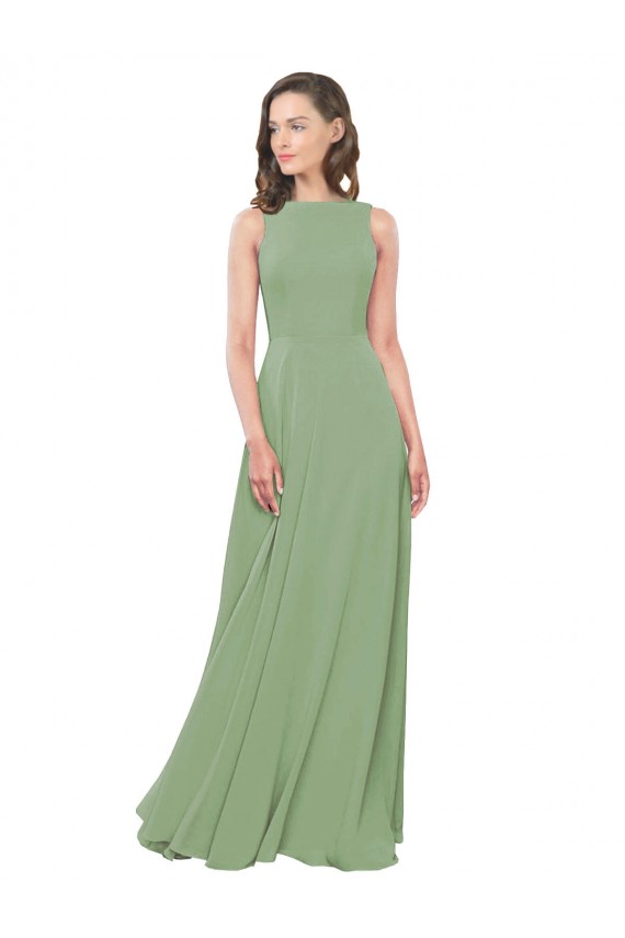 Sleeveless Seagrass A-Line Square Neck Bridesmaid Dress Lincoln