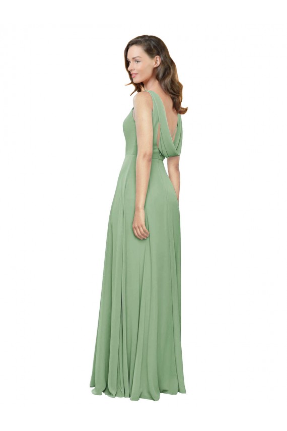 Sleeveless Seagrass A-Line Square Neck Bridesmaid Dress Lincoln