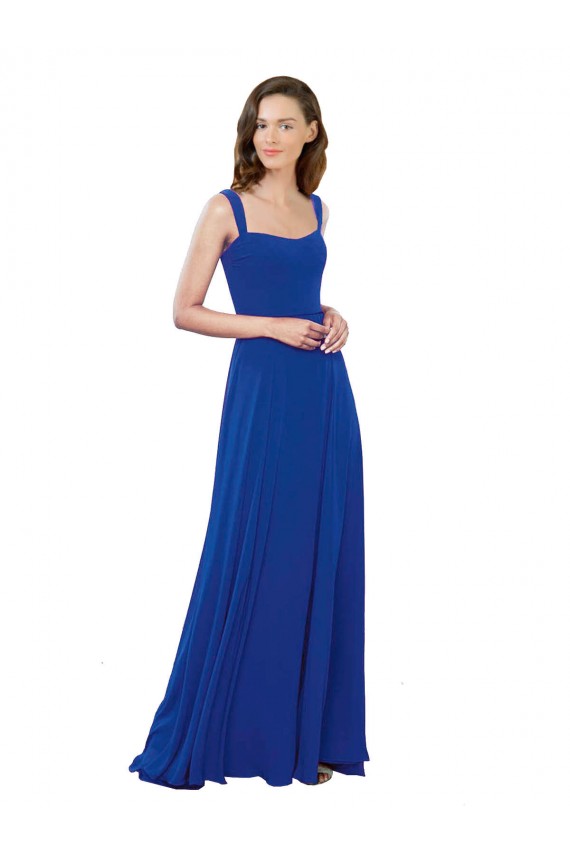 Sleeveless Royal Blue A-Line Square Neck Bridesmaid Dress Lincoln