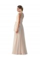 Sleeveless Cream Pink A-Line Bateau Neck Bridesmaid Dress Lincoln