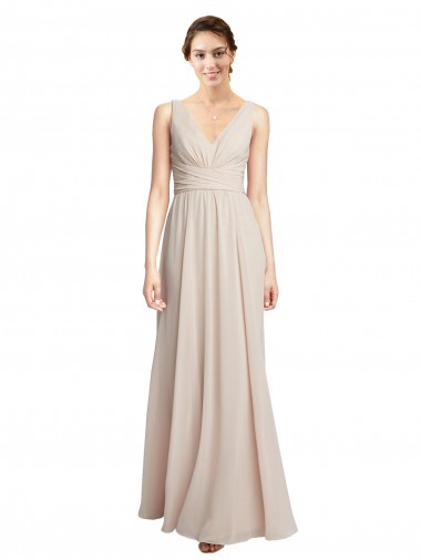 Sleeveless Cream Pink A-Line V-Neck Formal Dress / Bridesmaid Dress Lincoln