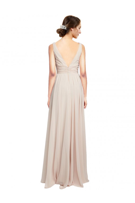 Sleeveless Cream Pink A-Line V-Neck Formal Dress / Bridesmaid Dress Lincoln