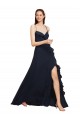 Sleeveless Dark Navy Criss Cross Open Back A-Line Spaghetti Straps Bridesmaid Dresses Lincoln