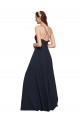 Sleeveless Dark Navy Criss Cross Open Back A-Line Spaghetti Straps Bridesmaid Dresses Lincoln
