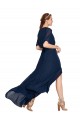 Flutter Sleeves Dark Navy A-Line V-Neck Bridesmaid Dress / Formal Dress Lincoln