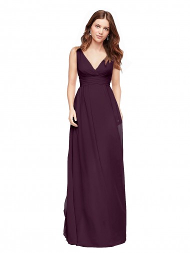 Sleeveless Grape A-Line V-Neck Evening Gowns / Bridesmaid Dresses Lincoln