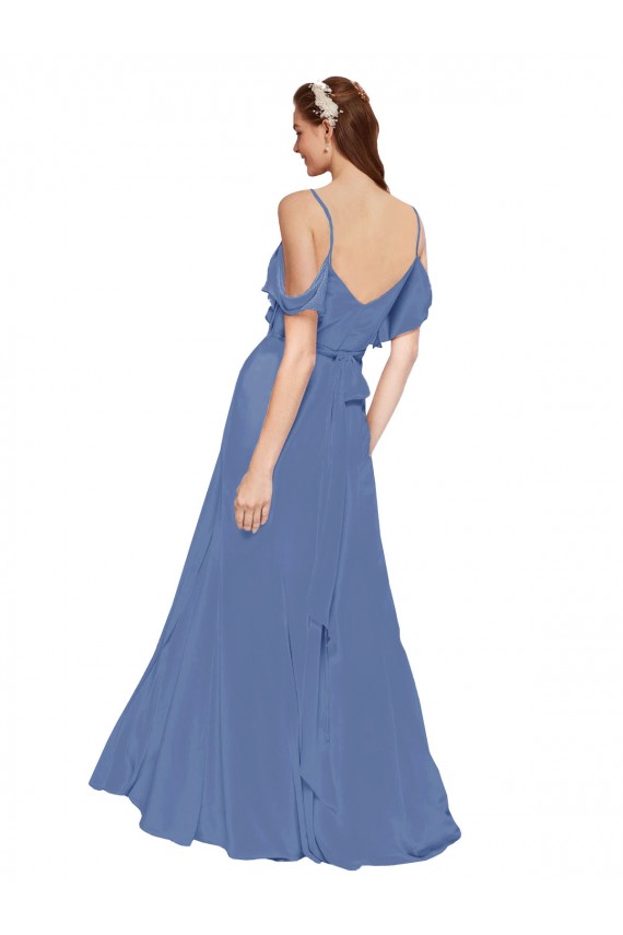 Sleeveless Windsor Blue A-Line Off the Shoulder Bridesmaid Dress Lincoln