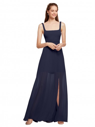 Sleeveless Dark Navy A-Line Spaghetti Straps Bridesmaid Dress / Evening Dress Lincoln