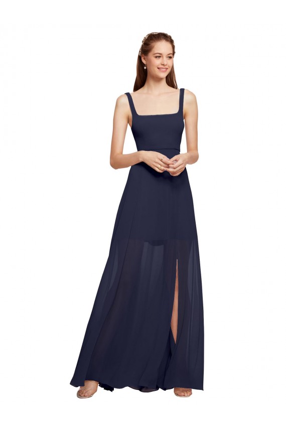 Sleeveless Dark Navy A-Line Spaghetti Straps Bridesmaid Dress / Evening Dress Lincoln