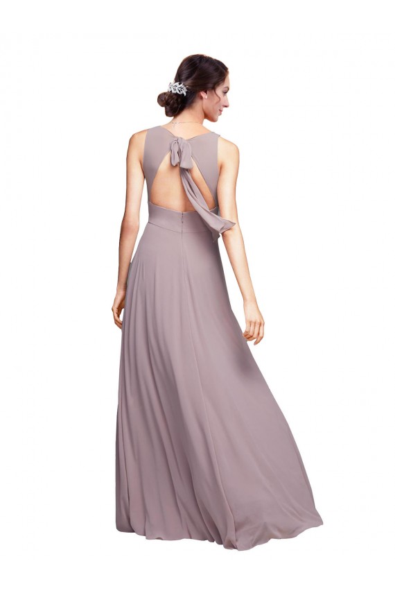 Sleeveless Dark Navy Open Back A-Line V-Neck Wedding Guest Dress Lincoln
