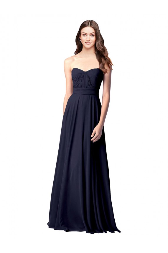 Sleeveless Dark Navy Open Back A-Line Sweetheart Evening Dress / Bridesmaid Dress Lincoln