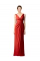 Sleeveless Red V-Back Sheath V-Neck Bridesmaid Dress Lincoln