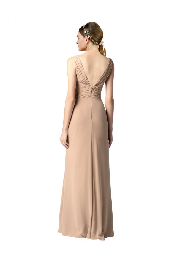 Sleeveless Red V-Back Sheath V-Neck Bridesmaid Dress Lincoln