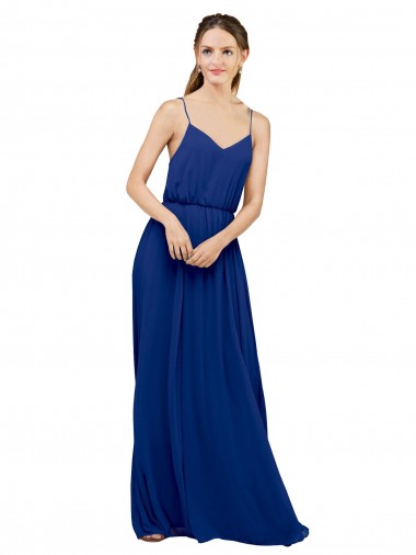 Sleeveless Royal Blue A-Line Spaghetti Straps Bridesmaid Dress / Evening Dress Lincoln