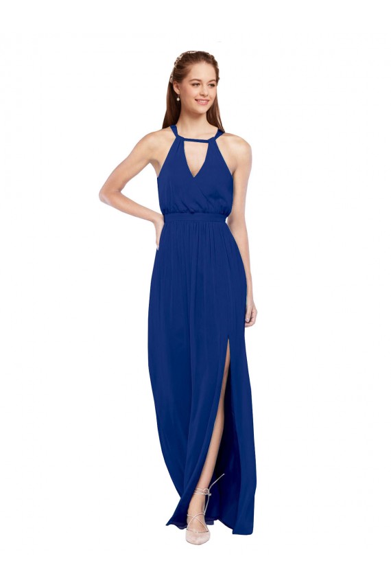 Sleeveless Royal Blue A-Line High Neck Bridesmaid Dress Lincoln