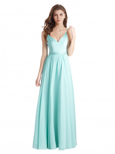 Sleeveless Waterfall V-Back A-Line V-Neck Bridesmaid Dress Lincoln