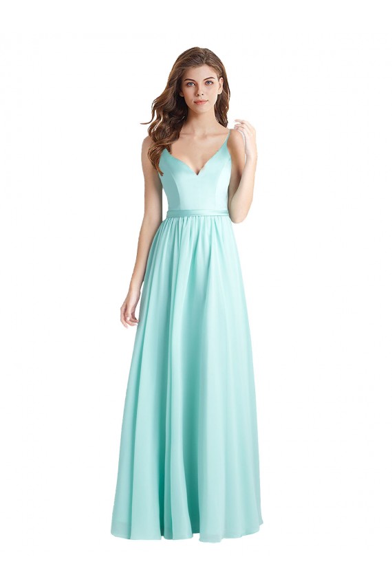 Sleeveless Waterfall V-Back A-Line V-Neck Bridesmaid Dress Lincoln