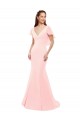 Flutter Sleeves Pink Low Back Mermaid V-Neck Bridesmaid Dress Lincoln