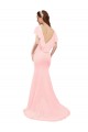 Flutter Sleeves Pink Low Back Mermaid V-Neck Bridesmaid Dress Lincoln