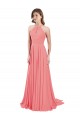 Sleeveless Watermelon Criss Cross Back A-Line Halter Neck Bridesmaid Dress / Evening Dress Lincoln
