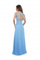 Sleeveless Periwinkle Open Back A-Line Halter Neck Bridesmaid Dress / Evening Dress Lincoln