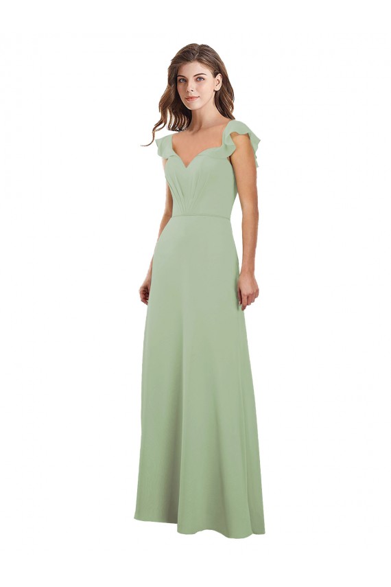 Cap Sleeves Smoke Green Low Back A-Line Sweetheart Bridesmaid Dress / Formal Dress Lincoln